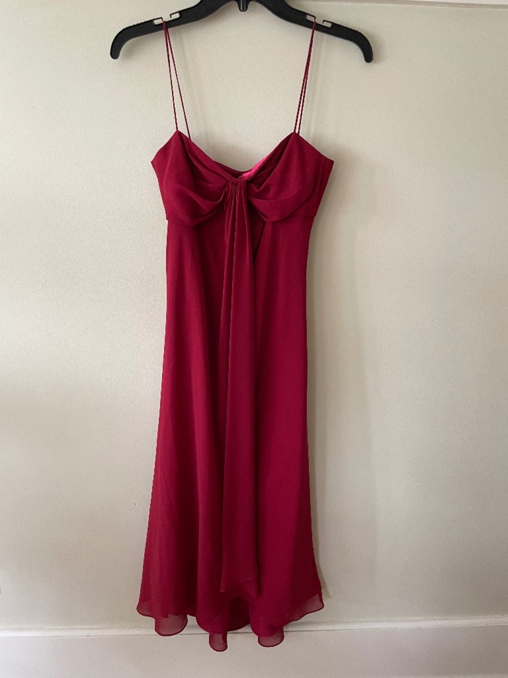 VTG Daniel Yam Silk Chiffon Bow Front Midi Dress Red l size S